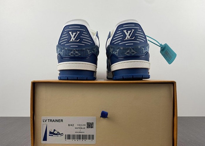 L**V Trainer Monogram Denim White Blue